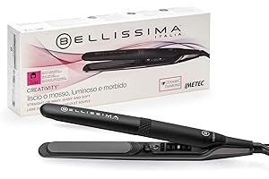 Bellissima Imetec Creativity, Piastra per Capelli Lisci o Mossi, Rivestimento Ceramica Diamond, 5 Temperature 150/230°C, funzione Memory, Calore Costante, Riscaldamento Rapido, Design arrotondato