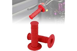 RUNFARR 1 paio di manopole per manubrio di moto, 22 mm, universali, in gomma, per moto da cross, pit bike, colore rosso