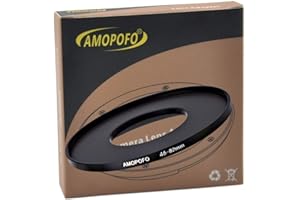 AMOPOFO 46 a 82 mm Anello per filtro in metallo da, 46 – 82 mm, per obiettivo fotocamera con filettatura filtro da 46 mm su anello filtro da 82 mm.