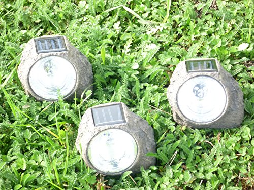 3 x LED Solarleuchten Gartenleuchte Treppenleuchte in Steinoptik Monte stimmungsvolles Licht für Ihren Garten, Terrasse, Solarsteine - 3
