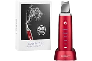 COSBEAUTY Skin Scrubber Ultrasuoni Professionale, EMS Aspira Punti Neri Rimozione Detergente Pori Estrattore Comedo con 4 Modalità, Impermeabile IPX6, Ricaricabile Senza Fili (Rosso)