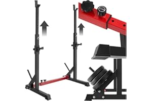 tectake® Rack de Squat Repose barre musculation, Réglable en hauteur et largeur, Cadre en acier, Charge max 120 kg, Rack musculation Support pour Barre Haltères Disque olympique - Diverses options