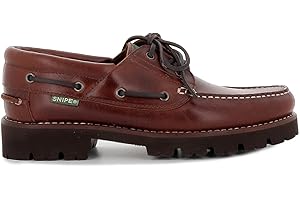 Snipe - Zapato náutico de Piel, con Cordones, Suela de Goma, para: Hombre