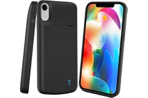 Giabuao Akkuhülle für iPhone XR, 8500mAh schlanke wiederaufladbare Hülle mit erweiterter Ladefunktion Powerbank mit Standfuß, tragbare Schutzhülle mit Akku für iPhone XR, 6,1 Zoll – Schwarz
