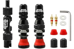MUQZI Kit de tiges de Valve Schrader sans Chambre à air – Alliage de 60 mm – pour vélo sans Chambre à air – Tige Universelle pour VTT – Valve sans Chambre à air avec Outil de démontage – Options de