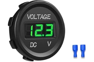 HOEMBPN YGL Voltmetro DC 24v / 12v Auto/Moto Impermeabile Tensione Corrente Display a LED con Interruttore On/Off per Auto,Moto,RV,SUV,ATV, Marine ecc. (Verde)