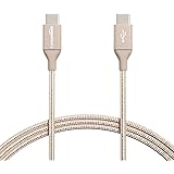 Amazon Basics - Verbindungskabel, USB Typ C auf USB Typ C, USB-2.0-Standard, doppelt geflochtenes Nylon, 1,8 m, Gold