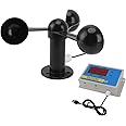 PenRux Anemometer Handheld Wind Speed Meter, Tower Crane Anemometer Wind Speed Alarm USB with 3 Fan Blades, Accurate Aluminium Alloy Power Failure Memory 220V 5V Wind Speed Display