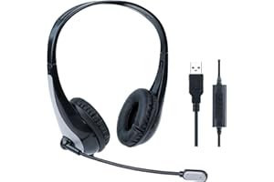 Monodeal USB Headset with Microphone, Wired Computer Laptop Headphones with Microphone for Call Center, Conference, Skype Calls, Google Voice, Office, Chats etc