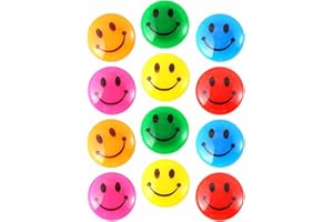 AHAD Smiley Face Round Magnetic Nails Fridge Magnets Colorful Novelty Office Notice Board Pins Holder Cabinet Assorted Colors Home Kitchen School Use (Pack Of 12), 20 mm (En-2)