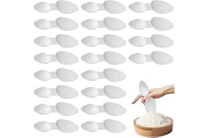 BABBBLISIO 20 Pcs Medicine Spoons, Double Sided 2.5ml/5ml Reusable Tiny Spoon for Cereal Powder Coffee Powder Protein Powder Scoop Spoons for Cooking Home Office (White)