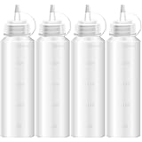 4 Pezzi Dispenser Olio da Cucina,Oliera Plastica,Squeeze Bottle,240ml 8oz Bottiglia per Squeeze con Tappi,Cucina Flacone Dosa