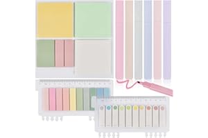 NEWTIC Lot de 700 feuilles de notes adhésives transparentes avec 6 surligneurs, notes adhésives claires pastel, notes adhésives transparentes, notes adhésives colorées translucides, ensemble de notes pour