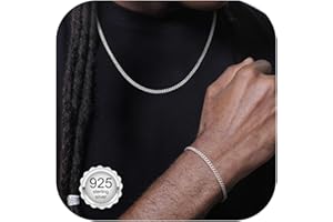 LOLIAS Cadena Plata Hombre, 3mm/5mm Collar y Pulsera Plata para Hombres Hipoalergénico Cubanas Cadena Hombre Joyeria para Hombres Chico de Regalo 18/20/22 Pulgadas