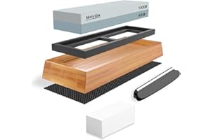 BDLLMDES Meiyijia Pietra per Affilare 2-in-1, Affilacoltelli Professionale cote Combinazione - con Stand Silicone Antiscivolo (400/1000 Grit/Set)