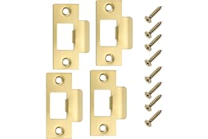 LIUQOBN 4Pcs Door Strike Plate,Strike Plate Set for Interior Exterior Door Use(Gold) for Wooden Doors House Door