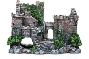 Movoja Dekoracja Akwarium - Średniowieczny Zamek do Słodkiej i Słonej Wody - Ruiny Zamku Rycerskiego - Ornament Akwarystyczny