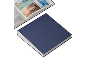 ACROPAQ Album photo scrapbooking - 100 pages, Jusqu'à 600 photos, Pour 9x13 cm, 10x15 cm et 13x18 cm, Livre photo, Housse en lin Bleu foncé - Album photo vierge