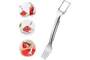 BAILONDA 2 in 1 affettatrici per meloni e angurie,Forchetta Taglia Frutta,forchetta anguria affettatrice taglierina,Coltello Anguria Multiuso In Acciaio Inox,Gadget da Cucina per Anguria (1 pezzo)