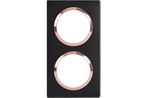 LEGRAND - Plaque Carrée Dooxie 2 Postes Finition Noir Bague Cuivre