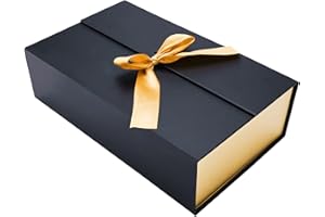 FADCAER Boite Cadeau,Bowknot Boite Cadeau Noir Boite Cadeau Magnétique Boîte Cadeau avec Couvercle Boîte de Cadeau Rectangulaire Boîte Décorativ pour Anniversaires,Noël,Vacances,Anniversaires,Mariage (Black)