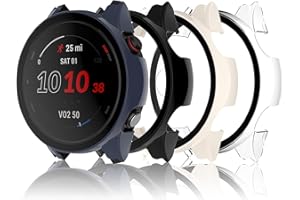 Bigqin 4 Piezas Funda Compatible con Garmin Forerunner 255/255 Music, Protector de Pantalla Compatible con Garmin Forerunner 255/255 Music - Transparent/Negro/Azul/Beige