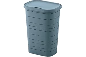 M home by Mazzei Mondex Coffre à Linge en Plastique 55L – Coloris Bleu Sky – Fabriqué en France – Panier à Linge Robuste avec Couvercle – 44 x 32,5 x 60,5 cm – Idéal Salle de Bain, Chambre