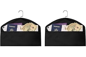 CACTIYE 2 x Kleiderbügel-Umleitungssafe, wasserdicht, versteckter Taschensafe, passt unter hängende Kleidung, mit Tasche zum Verstecken von Wertsachen für Zuhause oder Reisen (Schwarz, A)