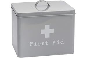 Harbour Housewares Botiquín de Primeros Auxilios Industrial - Estilo de la Vendimia de 2 Niveles Acero almacenaje de la Medicina Organizador - Gris