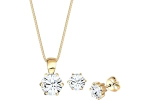 Elli Zestaw biżuterii damskiej z kryształkami 45 cm długości, Szlif fasetkowy, Kryształ