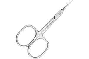 PURE SHARP Professional Stainless Steel Curved Cuticle Scissors Manicure Cutter for Nail, Toenail, Trimming Eyebrow, Eyelash for Women and Men
