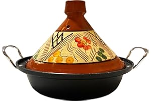 Marocstore.nl Tajine de cerámica y hierro fundido de inducción de aluminio | Mangos | Adecuado para 4-8 personas | Ø 30 cm