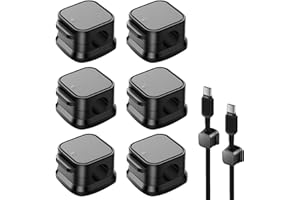 GZQINGYONG 6 PCS Clip de Cable Ajustable Organizador Cables Escritorio con Adhesivo Autoadhesivo,Organizador Magnético de Escritorio para Cables de Carga,HDMI,Cable de Audio,Escritorio,Mesitas de Noche-Negro