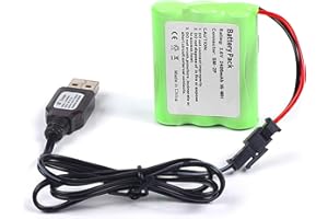 SHAWOROCE Akumulatory 2400 mAh 3,6 V, kompatybilne z samochodami RC, elektrycznymi zabawkami, ciężarówkami, budownictwem, samolotem, robotem, pilotem zdalnego sterowania, akumulator Ni-MH AA z kablem