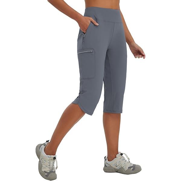 Generico Pantaloncini Estivi Donna In Lino Pantaloni Corti Con Tasche Vita Alta Elastica Bermuda