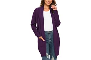 PCEAIIH Women Casual Open Front Cardigans Long Sleeve Knitted Longline Cardigan Soft Knitwear Sweater with Pockets