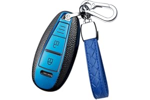 HIBEYO Inteligentne etui na kluczyki samochodowe pasuje do Suzuki, etui ochronne, pasuje do Suzuki Swift Vitara SX4, Baleno, Jimny, Ignis, Liana, Scorss, organizer na klucze, niebieski