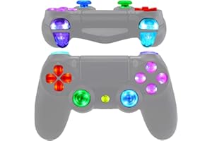eXtremeRate Botones LED Multicolores para ps4 Mando Botón de D-Pad L1 R1 R2 L2 Trigger Joysticks Home Face Teclas DTFS(DTF 2.0) Kit para ps4 Control CUH-ZCT2 DIY 7 Áreas en 10 Colores Modos
