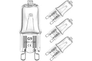 K-Musculo Halogen G9 Oven Bulbs 25W 230V 2700K for Oven and Microwave Oven Cooker Bulb Applications 300 Degree C Heat Tolerant Light Bulbs, 4 Pack