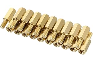sourcing map 20pcs M3 10+6mm Female Male Thread Brass Hex Standoff Spacer Screws PCB Pillar