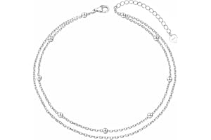 Cangall Silver Anklets for Women, 925 Sterling Silver Ankle Bracelet, Adjustable Beach Barefoot Foot Chain, Summer Holiday Silver Ankle Chain, Classic Women's Silver Simple Ankle Jewellery for Girls