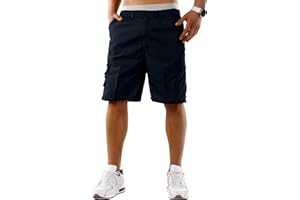 westAce Mens Cargo Shorts Combat Multi Pocket Elasticated Waist Plain Lightweight Relaxed Casual Shorts M L XL 2XL 3XL