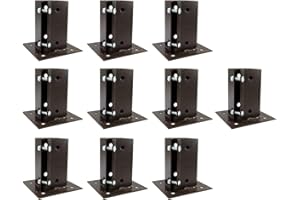10 x Fence Post Holder 75mm posts Support Bolt Down Shoe Anchor Clamp Grip Brown for 75mm x 75mm posts (3") Eliza Tinsley Swiftpost, Pack of 10