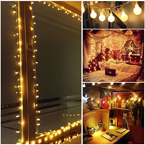 KooPower 12M 100er Kugel LED Lichterkette Warmweiß mit Fernbedienung und Timer (8 Modi, Dimmbar) für Party, Garten, Weihnachten, Halloween, Hochzeit, Beleuchtung Deko – 31V 4,8W - 3