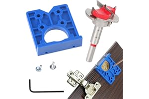 TIAMORPH Hinge Jig Drill Guide Set,35mm Professional Door Concealed Hole Drilling Jig Forstner Bits Set Positioner for Cabinet Hinge Woodworking Kitchen Cupboard