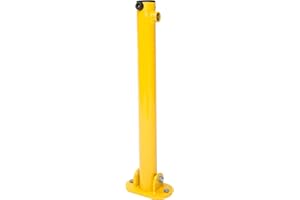 THE WORKPLACE DEPOT Folding Parking Post, Heavy Duty Steel Lockable Fold Down Driveway Car Security Bollard, Driveway Security Post Barrier with High Security Keys & Fixings (Yellow, Pack of 1)