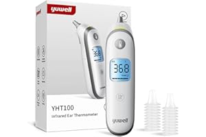 yuwell Ear Thermometer for Kids and Adult, Digital Infrared Thermometer Ideal for Home Use, Instant Accurate Reading and Fever Alarm, ear capsx20 Batteries and Storage Case are Included