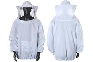 Norhogo Beekeeping Jacket with Hat, Professional Beekeeping Jacket with Beekeeper Hat, Beekeeping Clothing, White Beekeeper Suit for Men Women (Thin style)