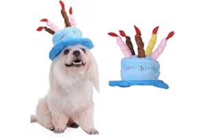 BIGTRON Dog Birthday Hat with Cake & Candles Design Party Costume Accessory Headwear (One Size Fits Most) (Blue)