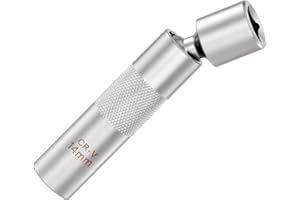 Toolwiz 14mm Spark Plug Socket, 3/8" Drive, 12 Point, 96mm Length Total, 360 Degree Swivel Thin Wall Spark Plug Socket Magnetic Fits for Most Cars, SUVs, Motorcycles